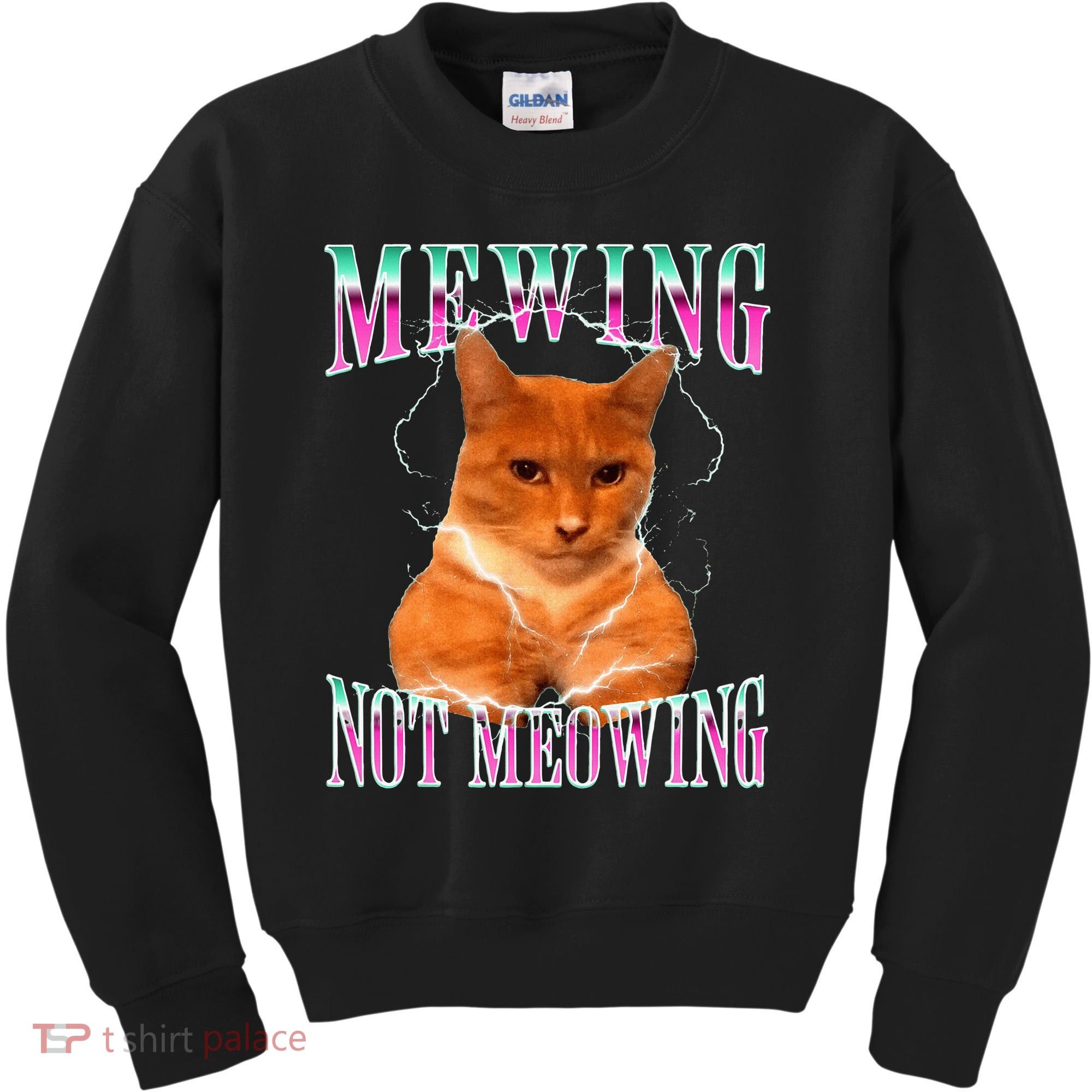 Cat Mewing Meme Mewing Not Meowing Kids Sweatshirt