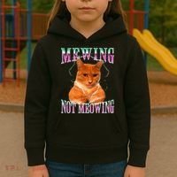 Cat Mewing Meme Mewing Not Meowing Kids Hoodie thumb 3
