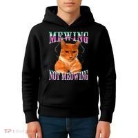 Cat Mewing Meme Mewing Not Meowing Kids Hoodie thumb 4