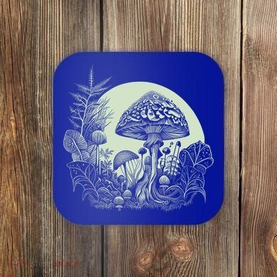 Cottagecore Moon Mushrooms Plants And Trees Gift Coaster