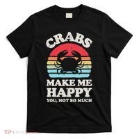 Crabs Make Me Happy Crab Sea Animal Seafood Lover Retro Men T-Shirt thumb 0