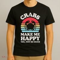 Crabs Make Me Happy Crab Sea Animal Seafood Lover Retro Men T-Shirt thumb 3