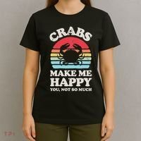 Crabs Make Me Happy Crab Sea Animal Seafood Lover Retro Men T-Shirt thumb 4