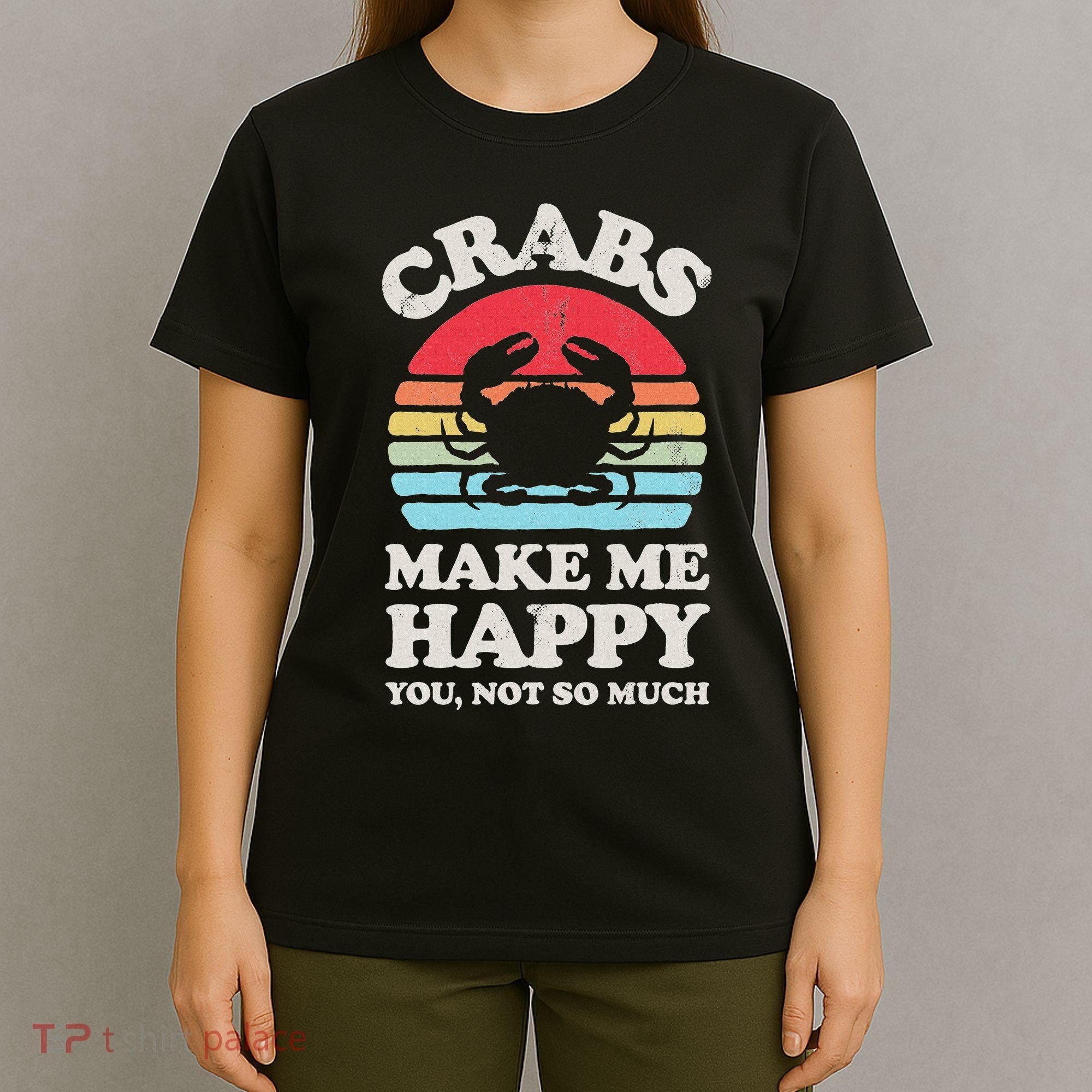 Crabs Make Me Happy Crab Sea Animal Seafood Lover Retro Men T-Shirt