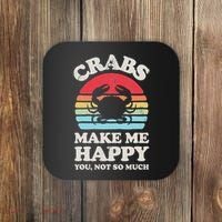 Crabs Make Me Happy Crab Sea Animal Seafood Lover Retro Men Coaster thumb 0