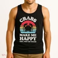 Crabs Make Me Happy Crab Sea Animal Seafood Lover Retro Men Tank Top thumb 3