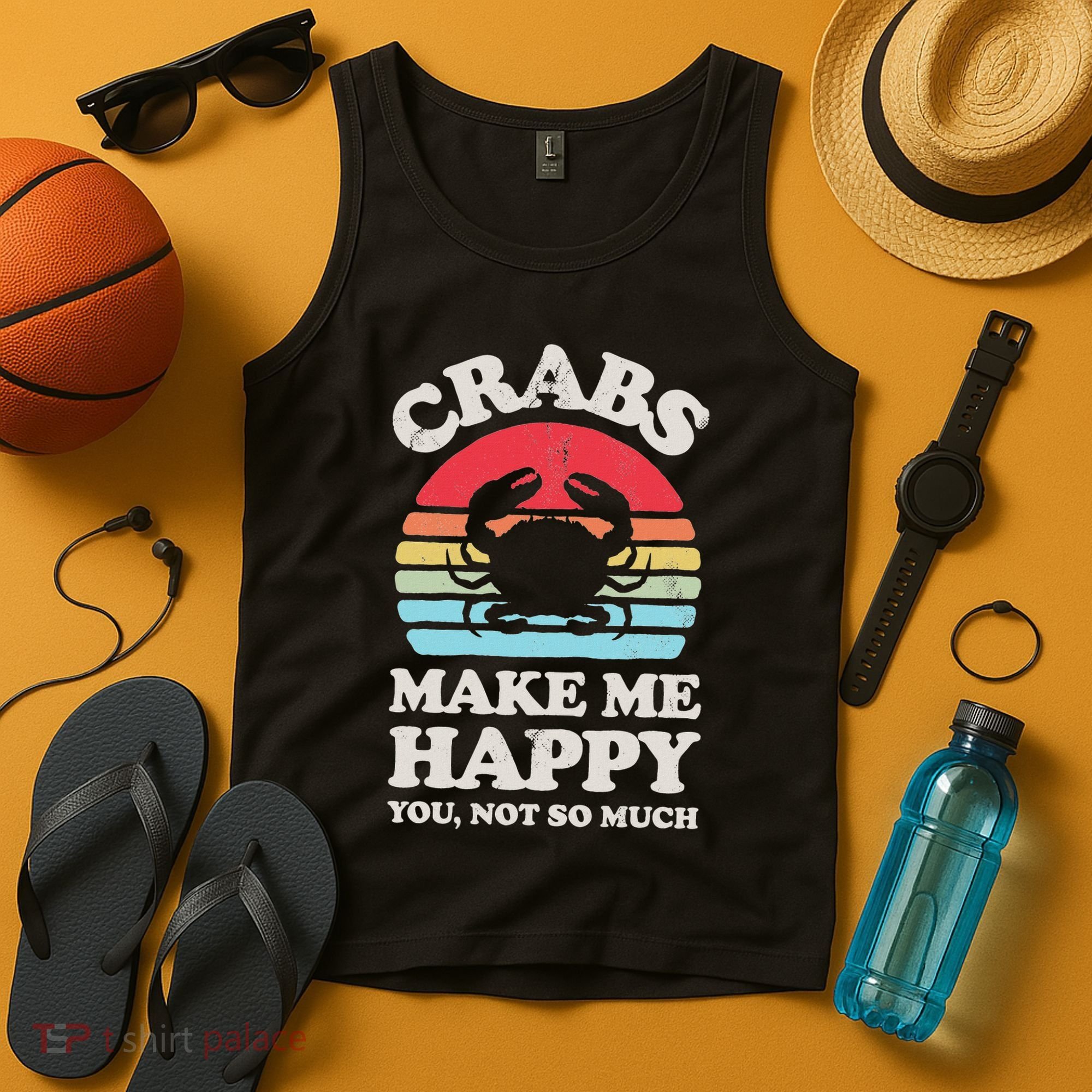 Crabs Make Me Happy Crab Sea Animal Seafood Lover Retro Men Tank Top