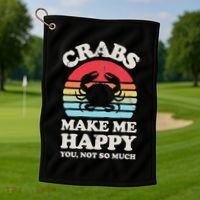 Crabs Make Me Happy Crab Sea Animal Seafood Lover Retro Men Golf Towel thumb 1