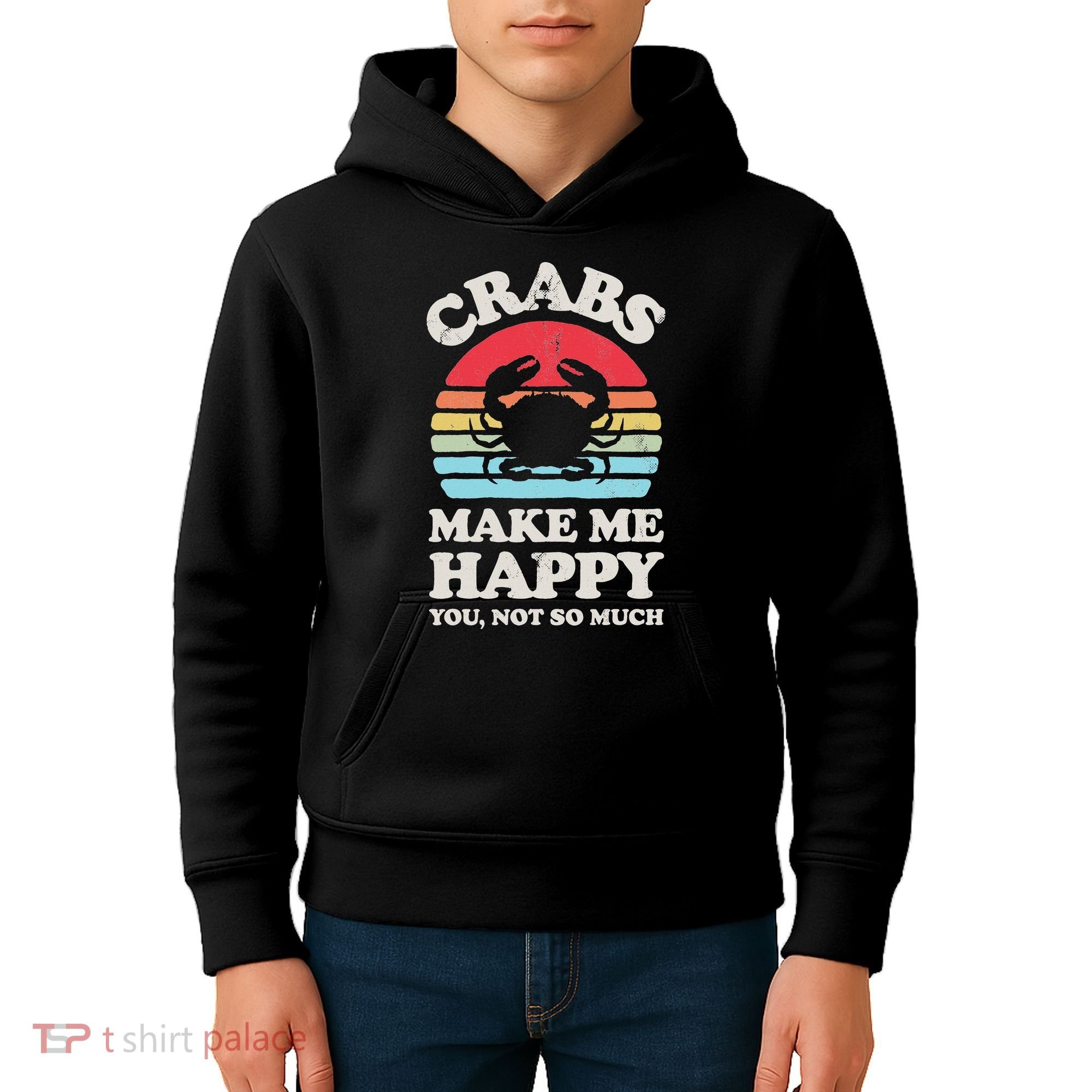 Crabs Make Me Happy Crab Sea Animal Seafood Lover Retro Men Kids Hoodie