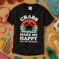 Crabs Make Me Happy Crab Sea Animal Seafood Lover Retro Men Kids T-Shirt thumb 3