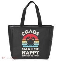 Crabs Make Me Happy Crab Sea Animal Seafood Lover Retro Men Tote Bag thumb 0