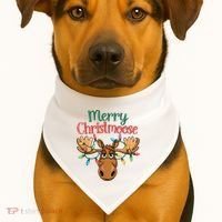 Christmas Moose Merry Christmoose USA-Made Doggie Bandana thumb 1