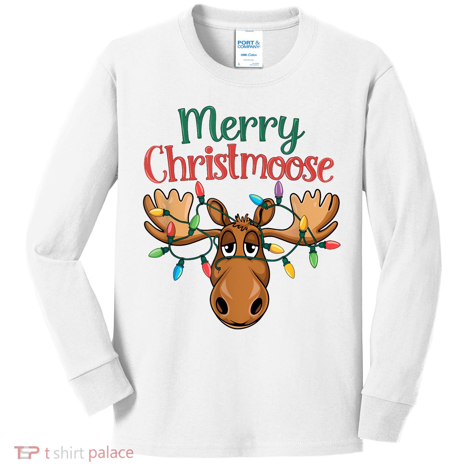 Christmas Moose Merry Christmoose Kids Long Sleeve Shirt