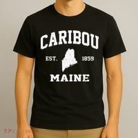 Caribou Maine ME Vintage State Athletic Style T-Shirt thumb 3