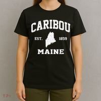 Caribou Maine ME Vintage State Athletic Style T-Shirt thumb 4
