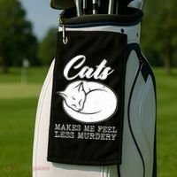 Cats Makes Me Feel Less Murdery Golf Towel thumb 2