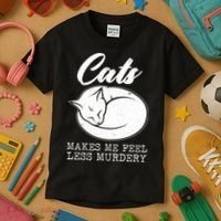 Cats Makes Me Feel Less Murdery Kids T-Shirt thumb 3
