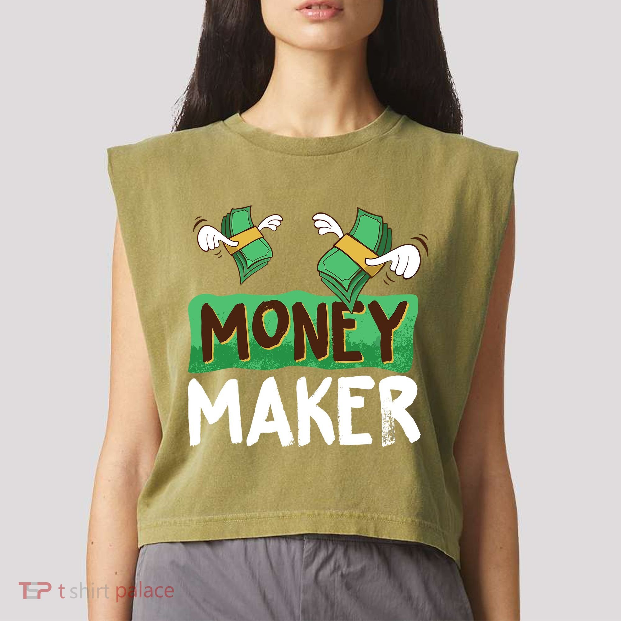Classic Money Maker Rich Man Rules Dollars Business Gift Garment-Dyed Women's Muscle Tee
