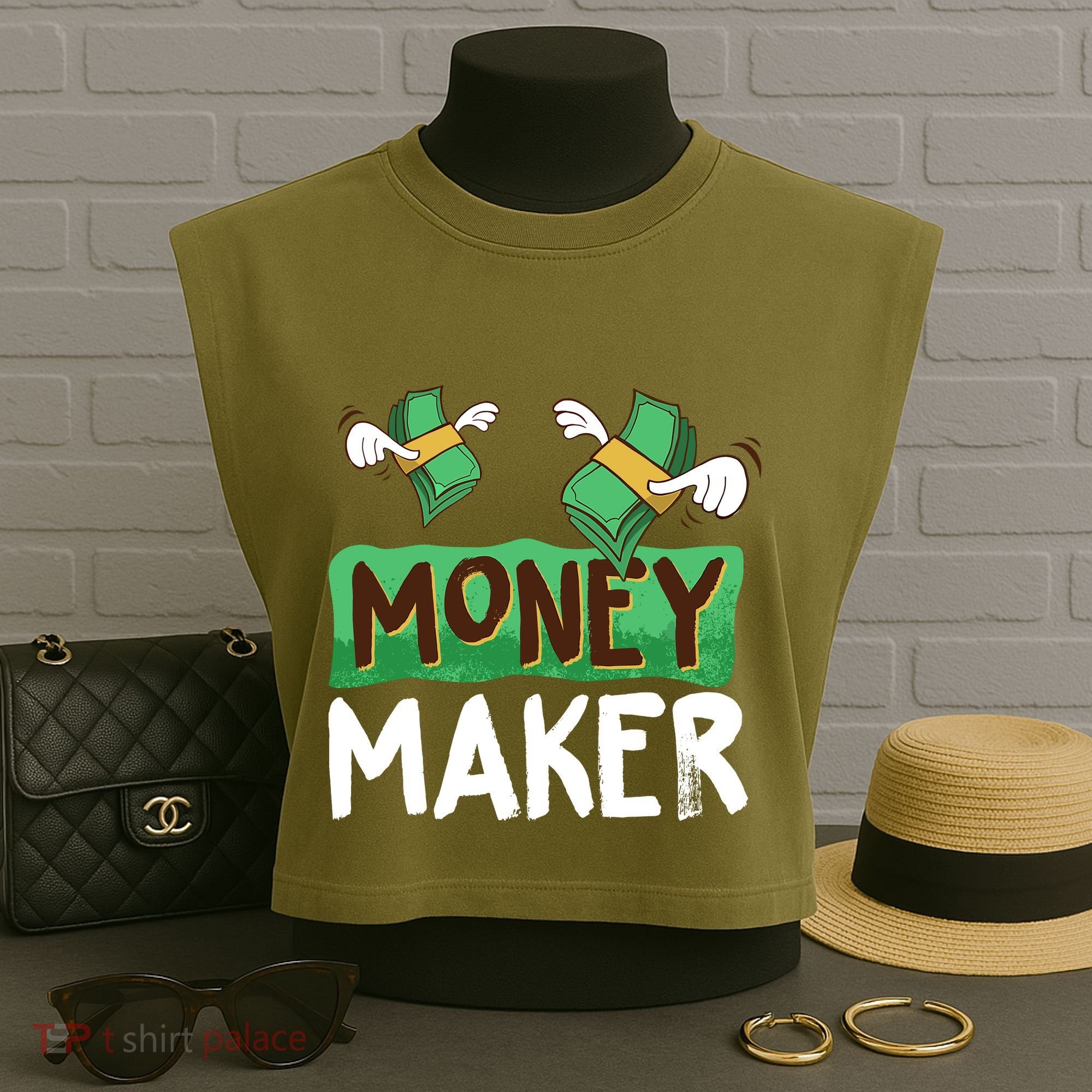Classic Money Maker Rich Man Rules Dollars Business Gift Garment-Dyed Women's Muscle Tee