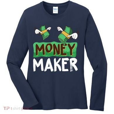 Classic Money Maker Rich Man Rules Dollars Business Gift Women's Long Sleeve Shirt