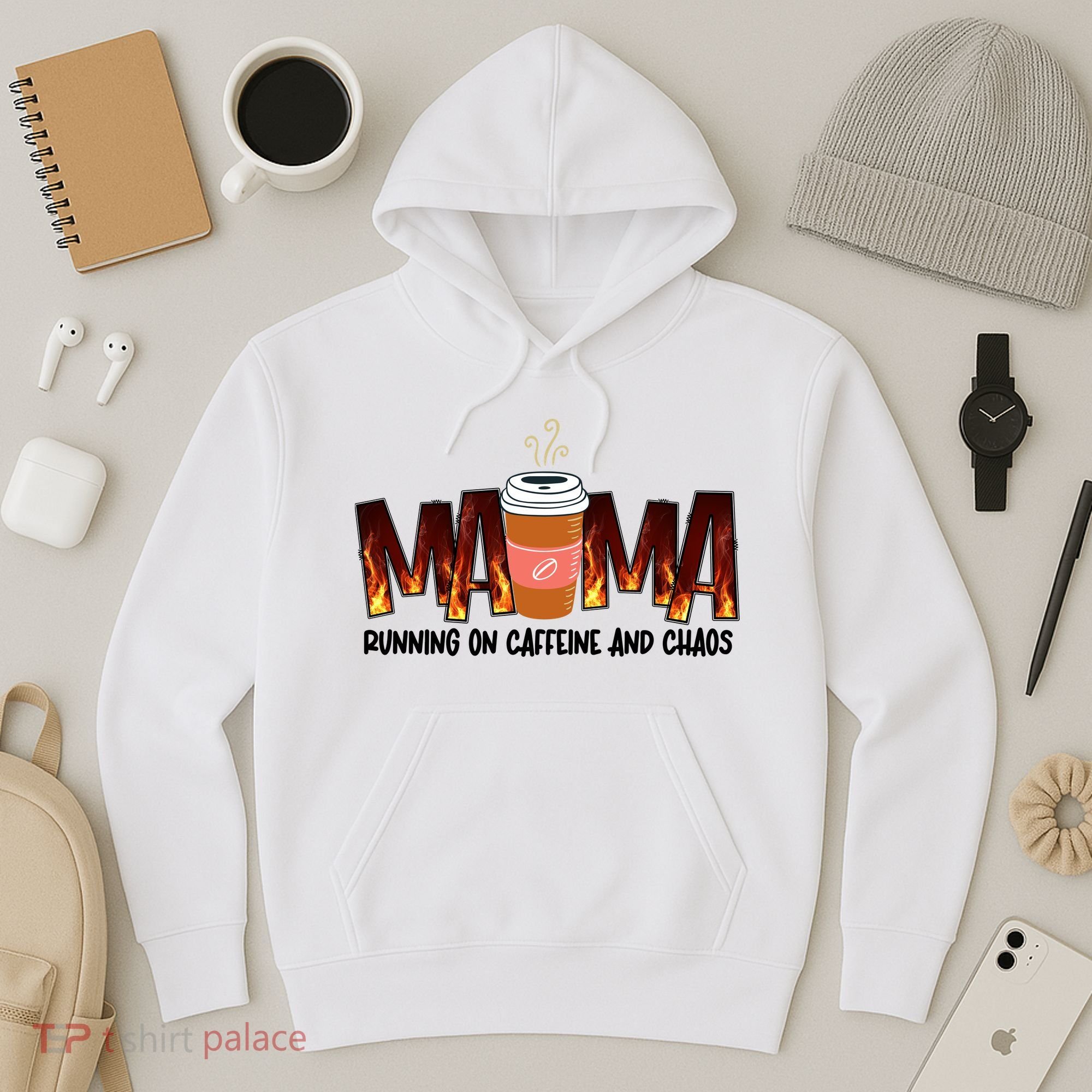 Coffee Mom MAMA Running On Caffeine And Chaos Hoodie