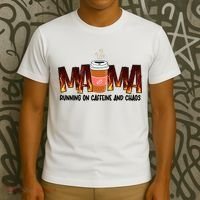 Coffee Mom MAMA Running On Caffeine And Chaos T-Shirt thumb 3