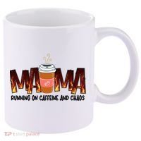 Coffee Mom MAMA Running On Caffeine And Chaos 11oz C Handle Ceramic Mug thumb 0