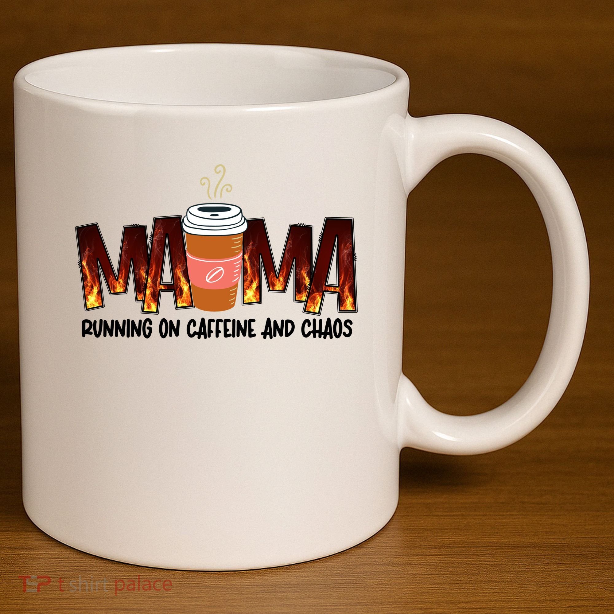 Coffee Mom MAMA Running On Caffeine And Chaos 11oz C Handle Ceramic Mug