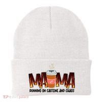 Coffee Mom MAMA Running On Caffeine And Chaos Beanie thumb 0