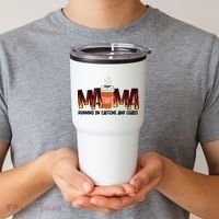 Coffee Mom MAMA Running On Caffeine And Chaos Tumbler thumb 2