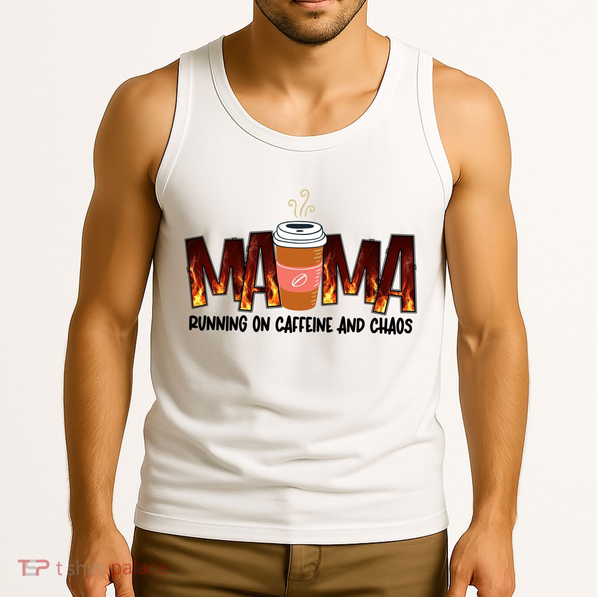 Coffee Mom MAMA Running On Caffeine And Chaos Tank Top