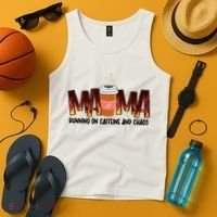 Coffee Mom MAMA Running On Caffeine And Chaos Tank Top thumb 4