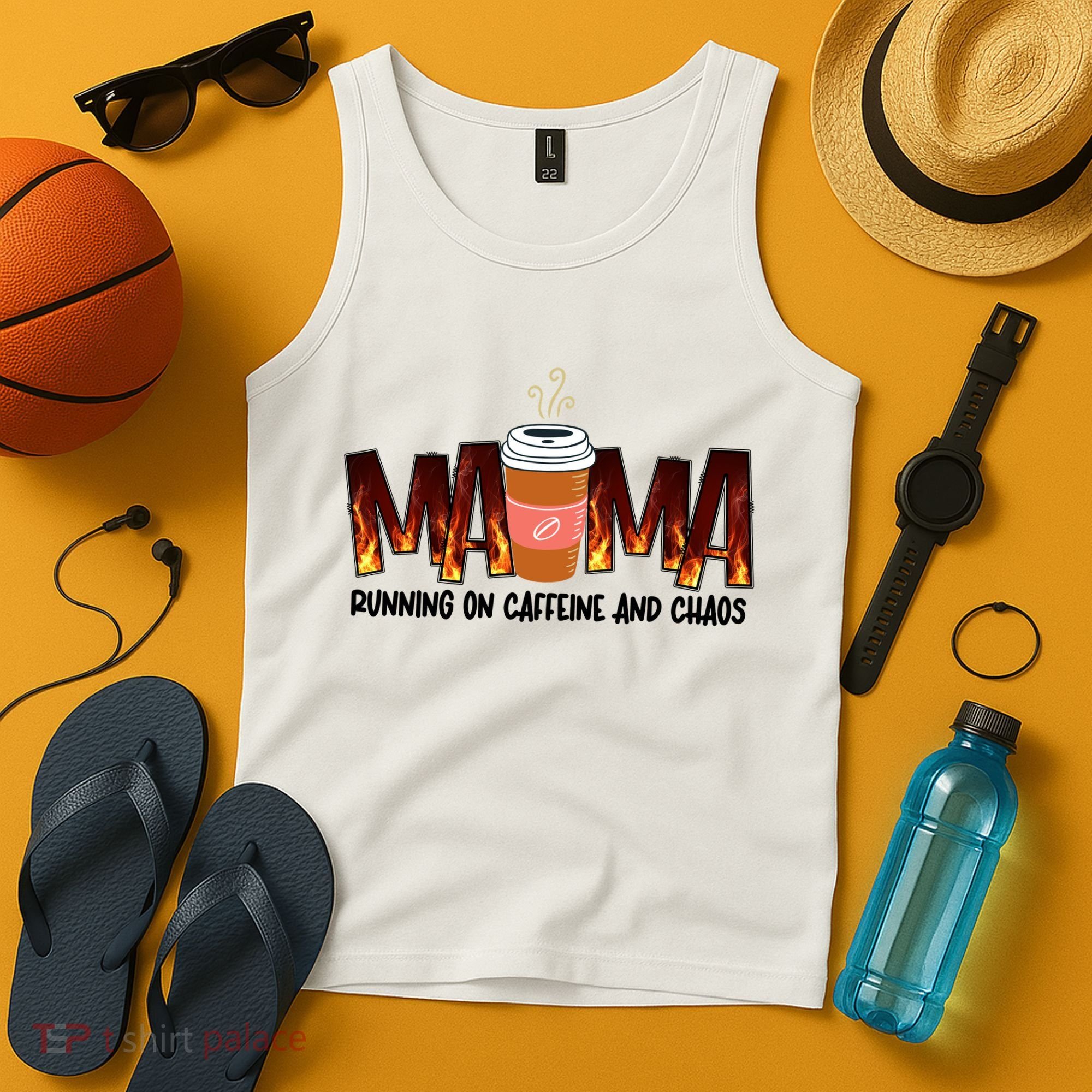 Coffee Mom MAMA Running On Caffeine And Chaos Tank Top