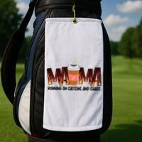 Coffee Mom MAMA Running On Caffeine And Chaos Golf Towel thumb 2