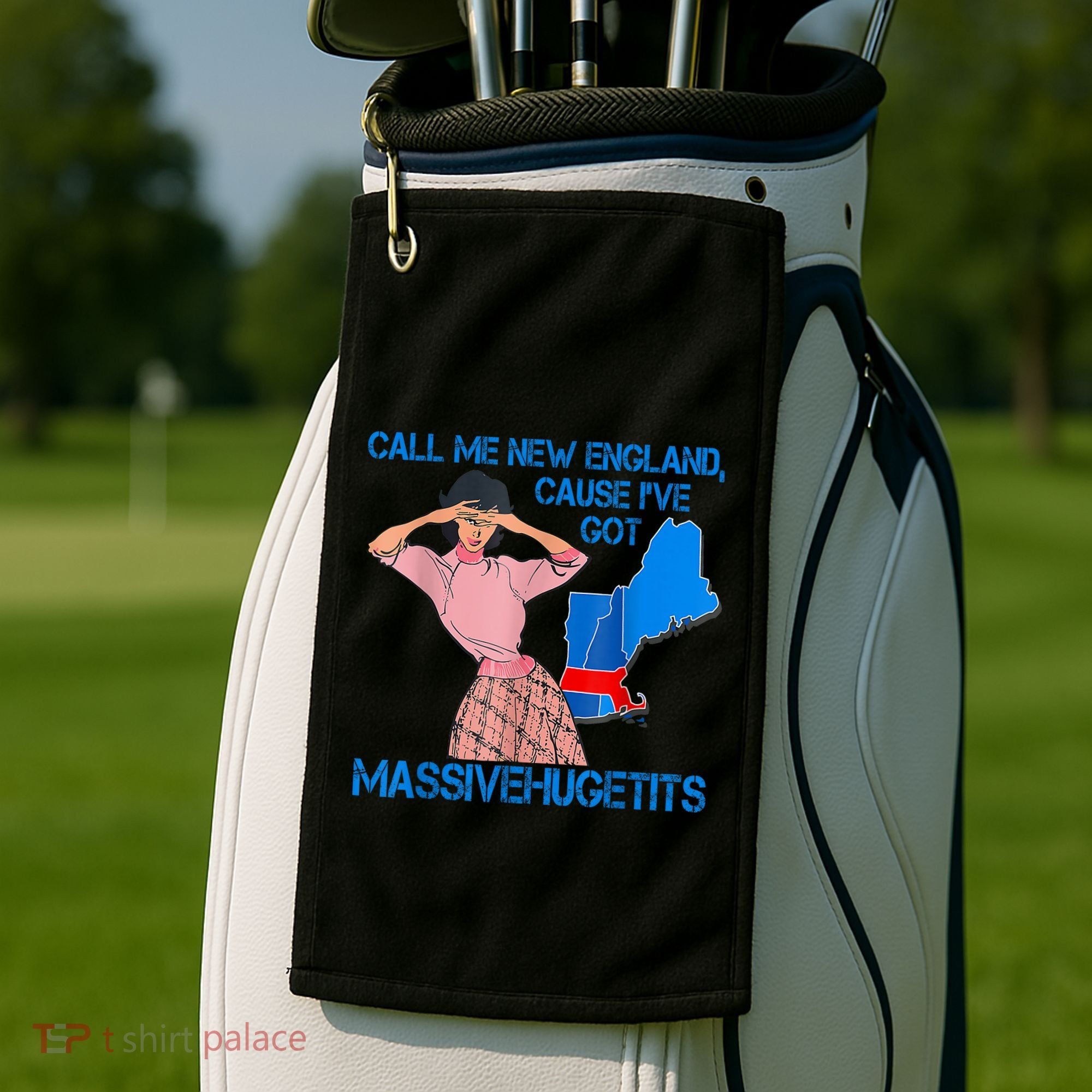 Call Me New England Cause I Got Massivehugetits Golf Towel
