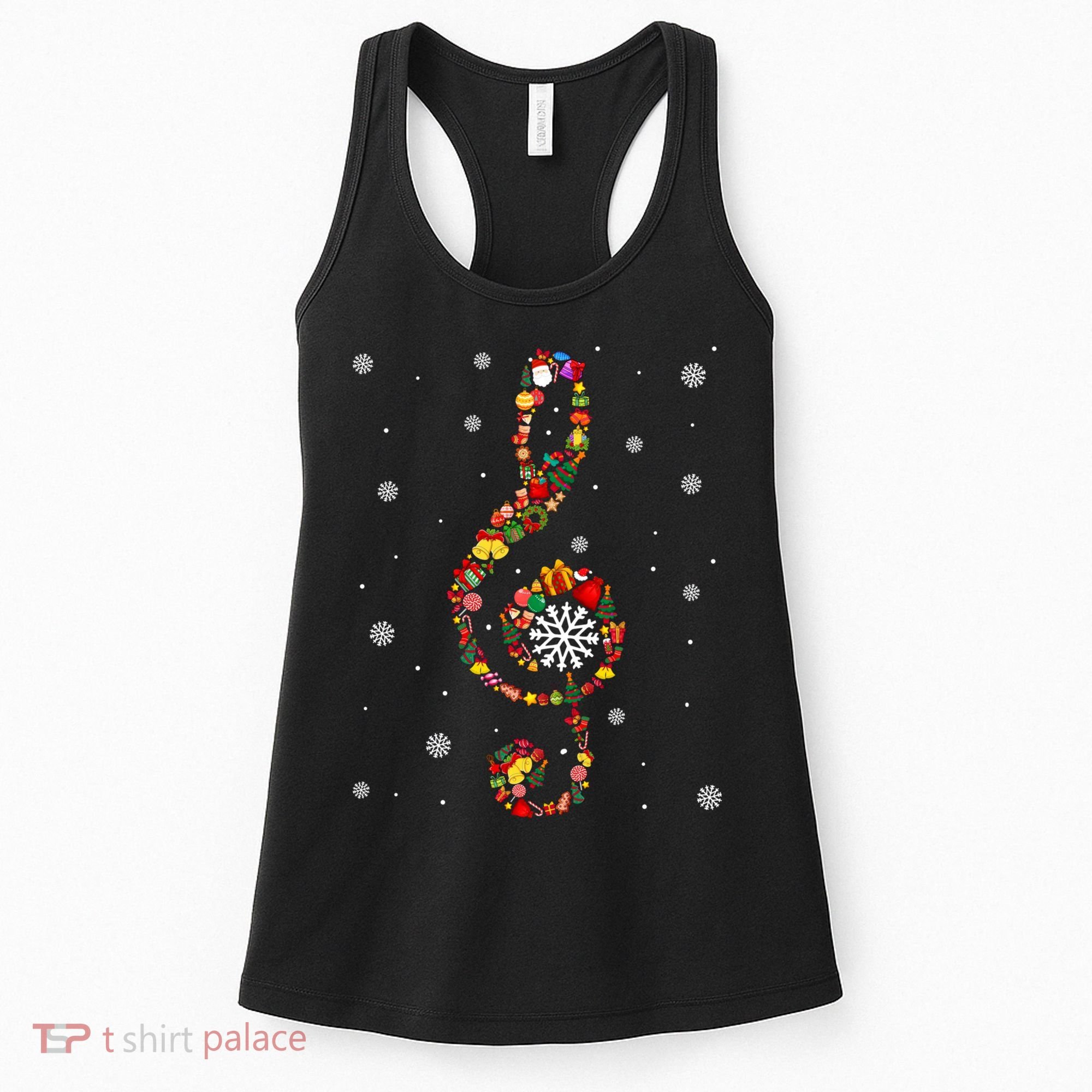 Christmas Music Note Symbol School Music Teacher Lover Xmas Women's Tank Top