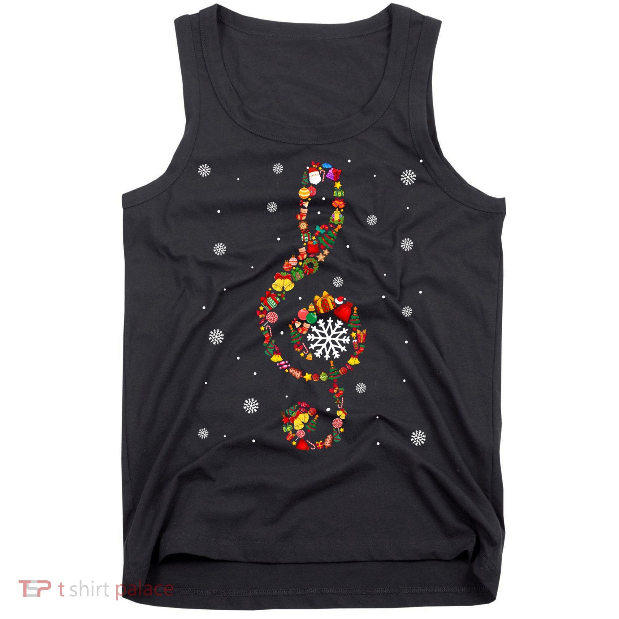 Christmas Music Note Symbol School Music Teacher Lover Xmas Tank Top