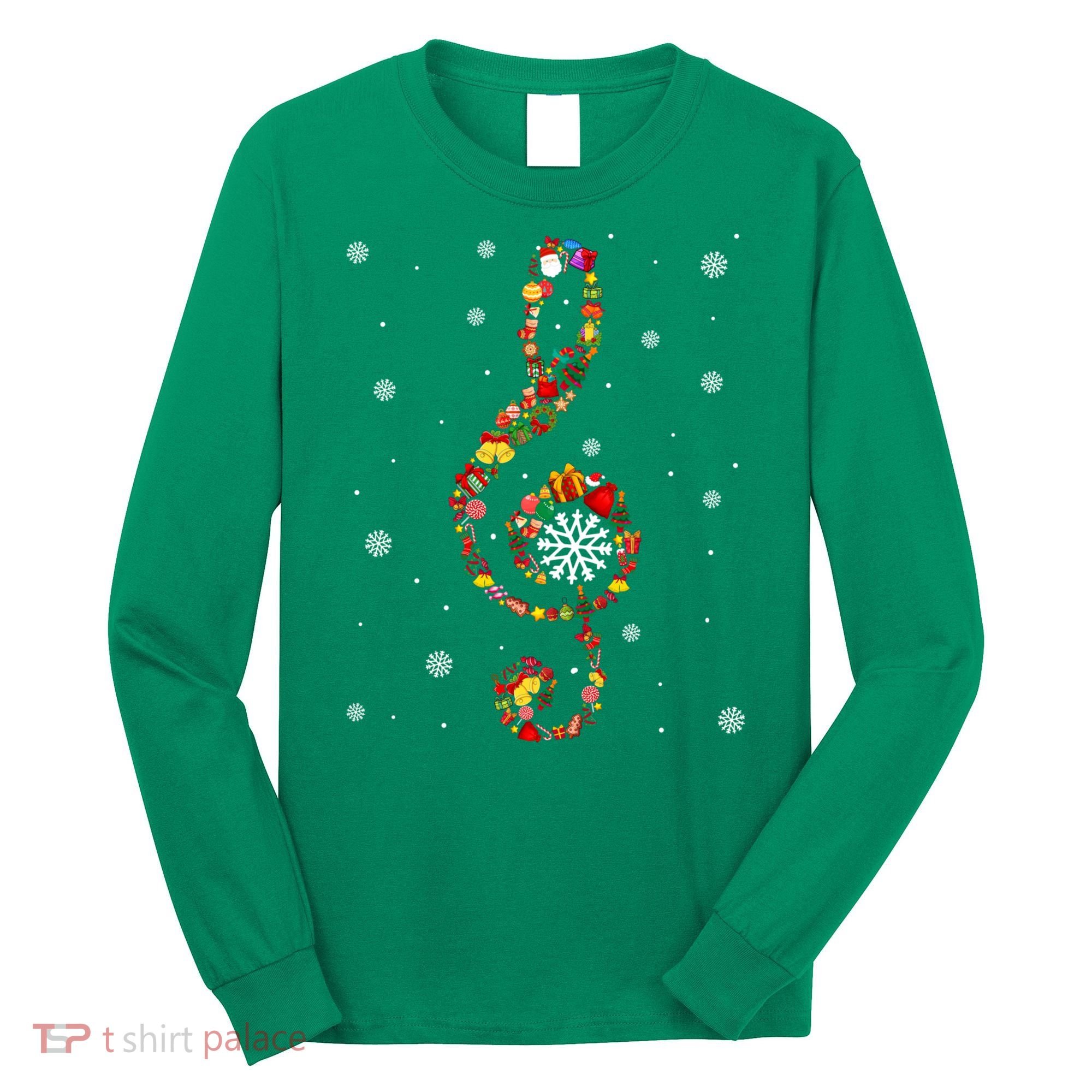Christmas Music Note Symbol School Music Teacher Lover Xmas Long Sleeve Shirt