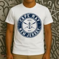 Cape May New Jersey Nj Vintage Boat Anchor & Oars T-Shirt thumb 3