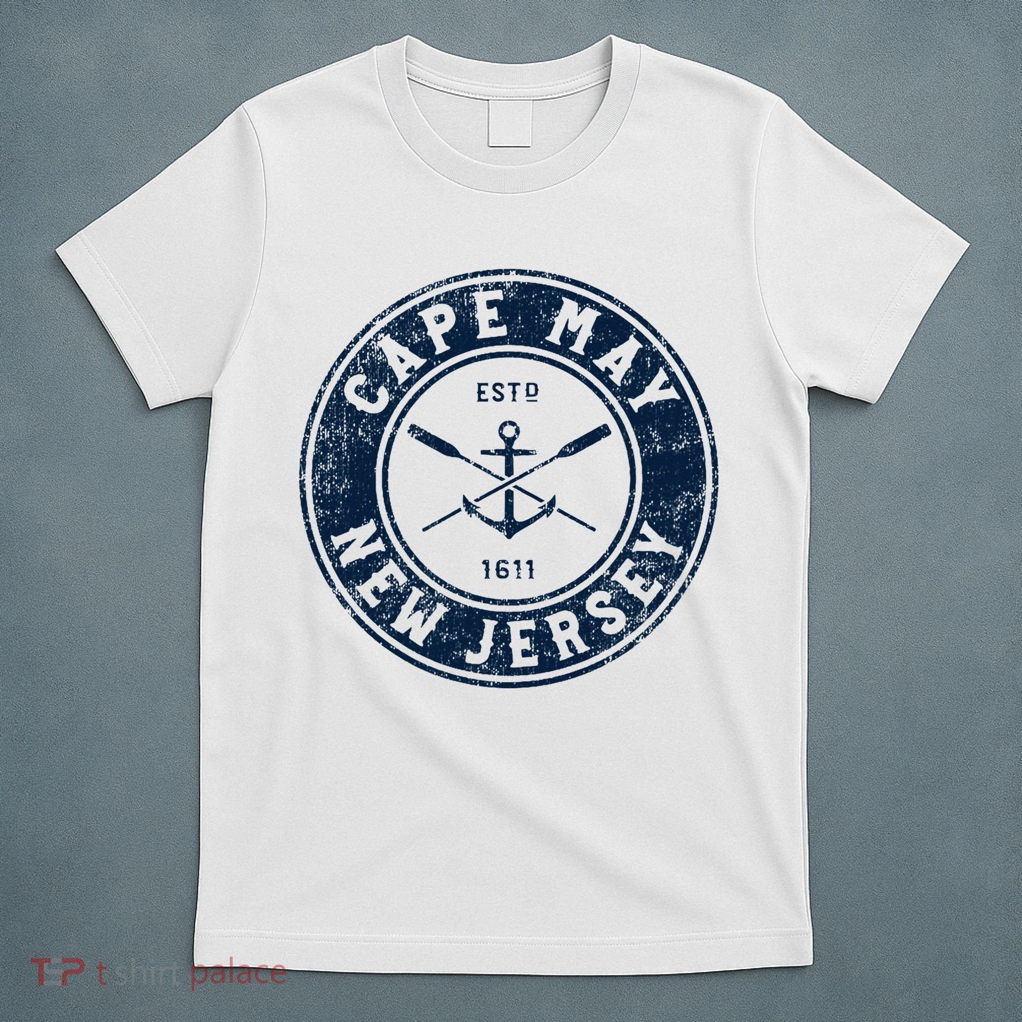 Cape May New Jersey Nj Vintage Boat Anchor & Oars T-Shirt