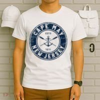 Cape May New Jersey Nj Vintage Boat Anchor & Oars T-Shirt thumb 6