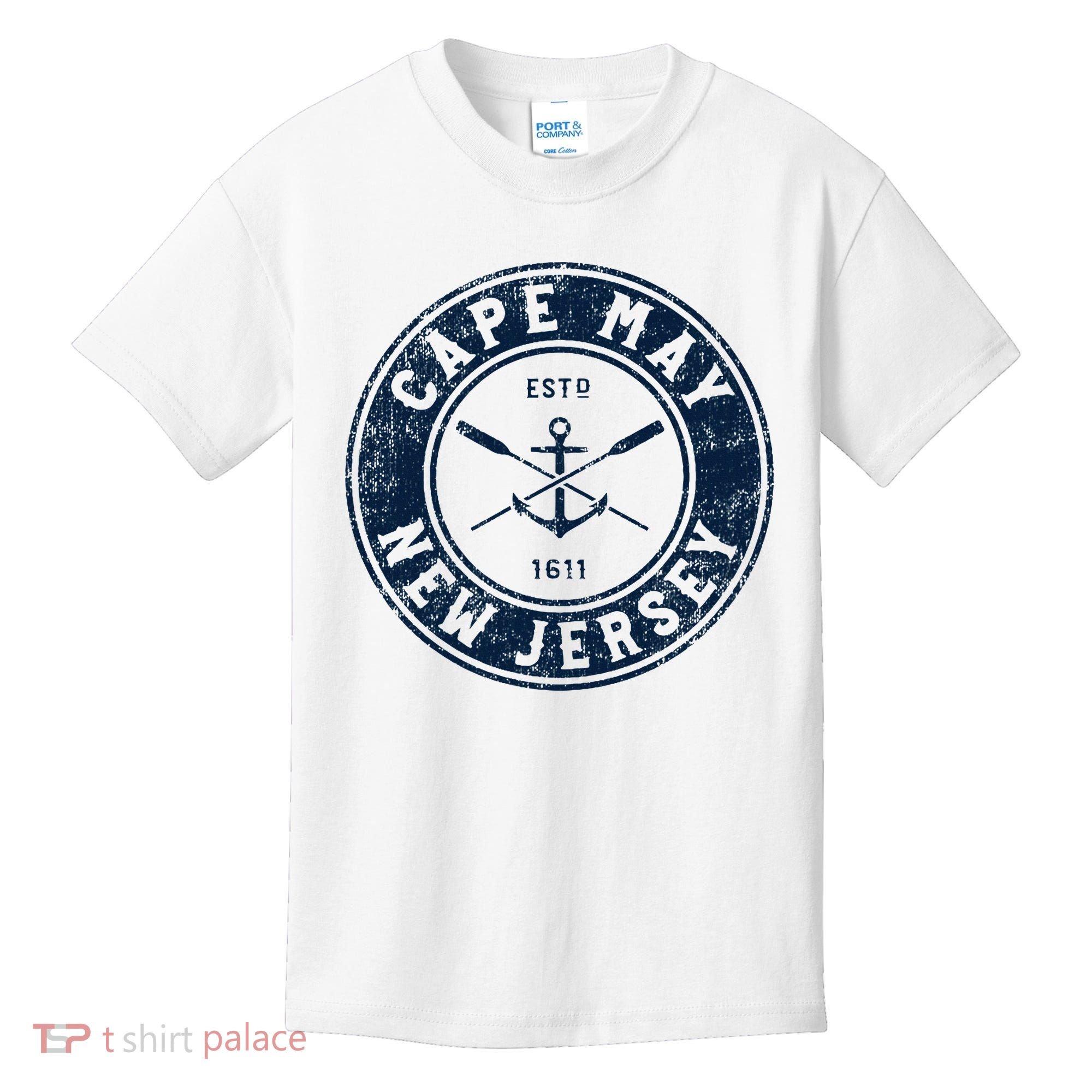 Cape May New Jersey Nj Vintage Boat Anchor & Oars Kids T-Shirt