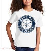 Cape May New Jersey Nj Vintage Boat Anchor & Oars Kids T-Shirt thumb 2