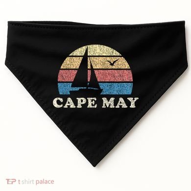 Cape May Nj Vintage Sailboat 70s Throwback Sunset USA-Made Doggie Bandana