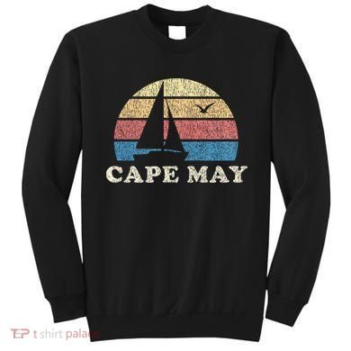 Cape May Nj Vintage Sailboat 70s Throwback Sunset Sweatshirt