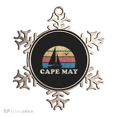 Cape May Nj Vintage Sailboat 70s Throwback Sunset Ornament