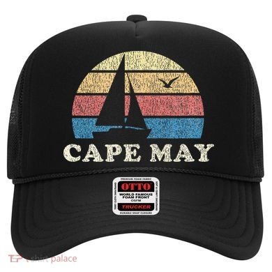Cape May Nj Vintage Sailboat 70s Throwback Sunset Hat