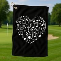 Cool Music Note Art For Men Women Music Musical Note Lover Golf Towel thumb 1