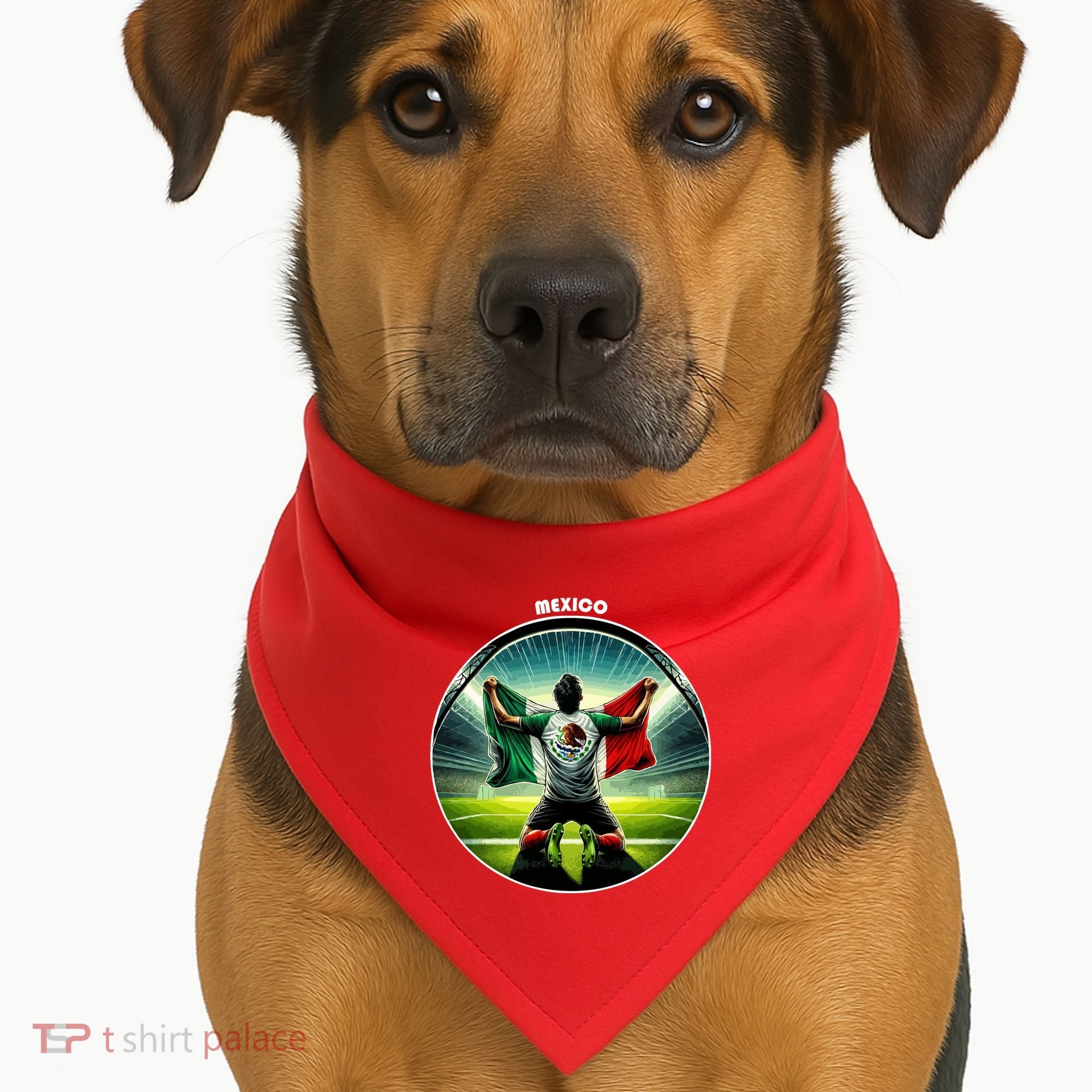 Cool Mexico National Soccer Team With Flag USA-Made Doggie Bandana