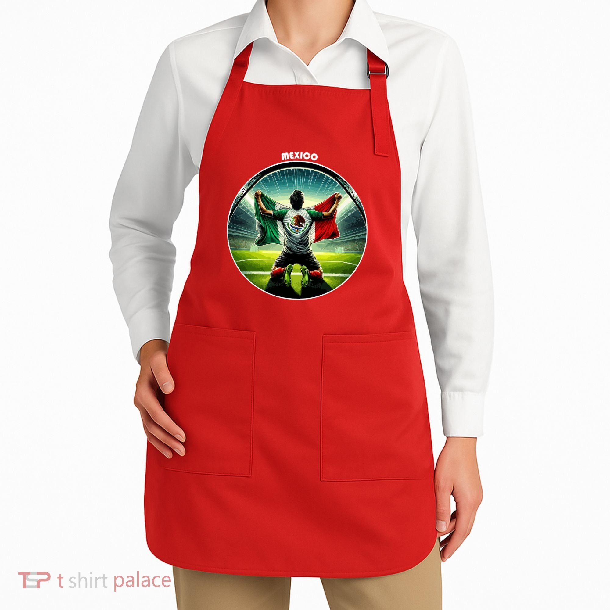 Cool Mexico National Soccer Team With Flag Apron